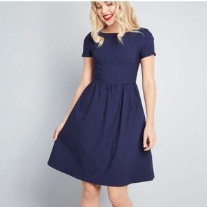 ModCloth fit and flare navy dress